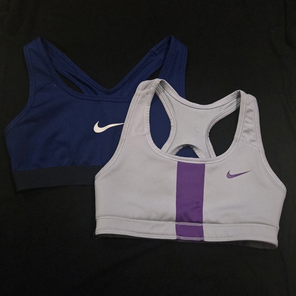 Nike Sports Bras - Blue & Light Gray with Purple Stripe B1 - Picture 1 of 12